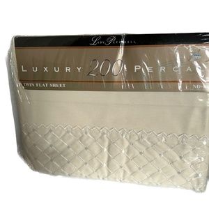 Vintage Lady Pepperell Sheet Luxury 200 Percale Embroidery Twin Flat NEW 1990s